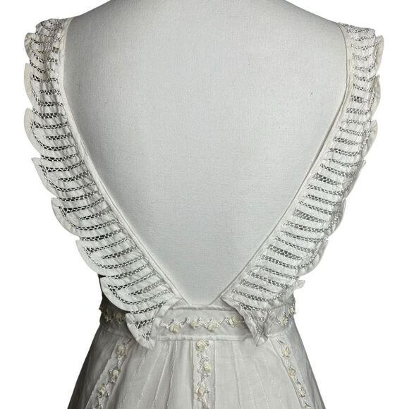 Vintage Sue Wong Dress 4 Ivory Beaded Lace Trim Cottagecore Prairie Midi - Picture 9 of 12